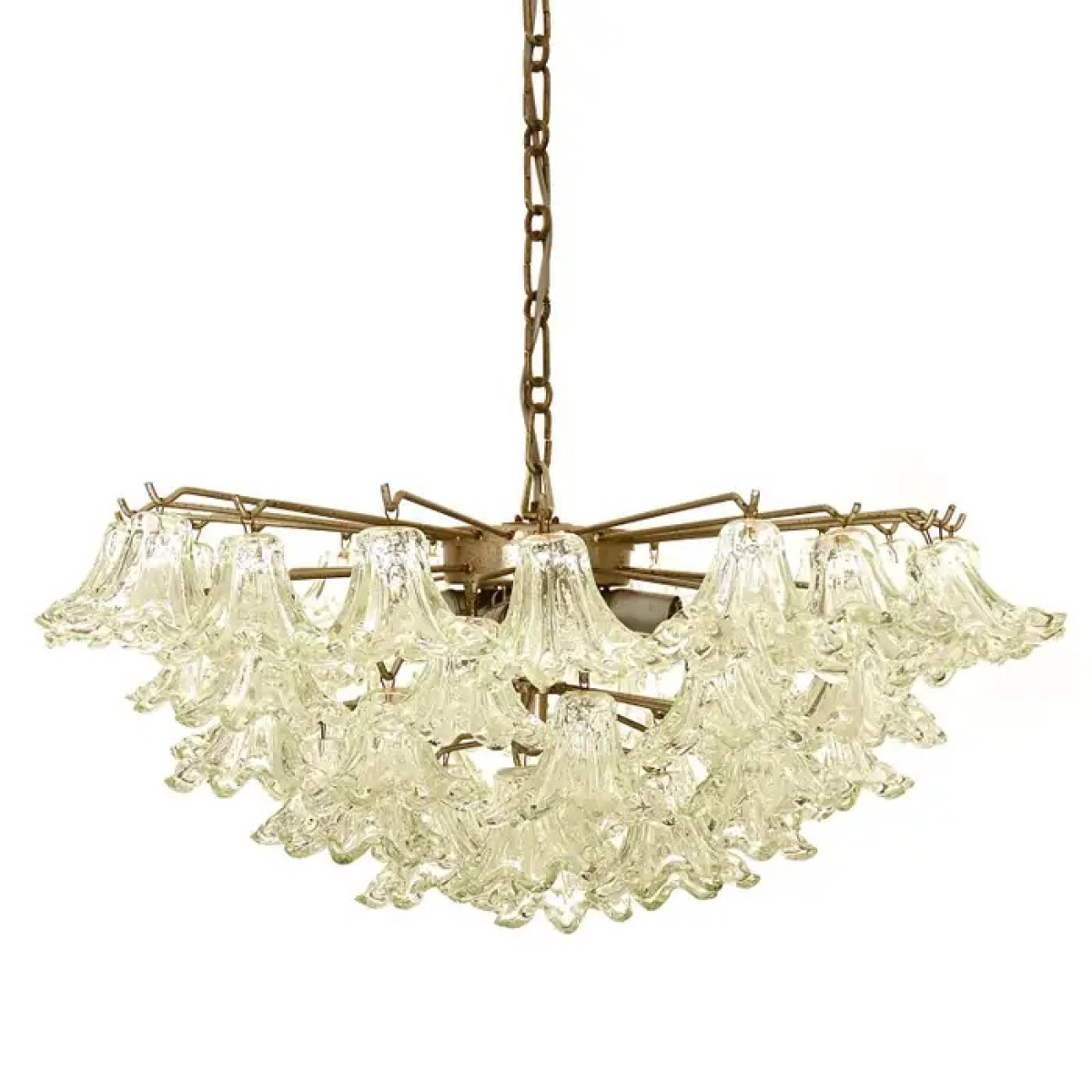 PS2388 ITALIAN MID CENTURY CHANDELIER WITH GLASS BLOSSOMS PS2388 ITALIAN MID CENTURY CHANDELIER WITH GLASS BLOSSOMS