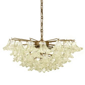 PS2388 ITALIAN MID CENTURY CHANDELIER WITH GLASS BLOSSOMS
