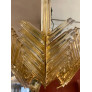 PS2469 MURANO GLASS PALM LEAVES AND BRASS CHANDELIER
