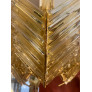 PS2469 MURANO GLASS PALM LEAVES AND BRASS CHANDELIER