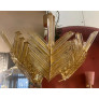 PS2469 MURANO GLASS PALM LEAVES AND BRASS CHANDELIER