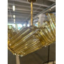 PS2469 MURANO GLASS PALM LEAVES AND BRASS CHANDELIER