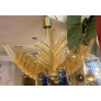 PS2469 MURANO GLASS PALM LEAVES AND BRASS CHANDELIER