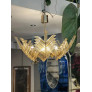 PS2469 MURANO GLASS PALM LEAVES AND BRASS CHANDELIER