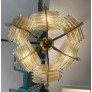 PS2469 MURANO GLASS PALM LEAVES AND BRASS CHANDELIER