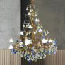 PS2490 COLORED GLAZE FLOWER CRYSTAL CHANDELIER