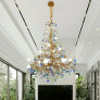 PS2490 COLORED GLAZE FLOWER CRYSTAL CHANDELIER