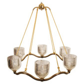 PS2494 LARGE BRASS WAVE-RING CHANDELIER