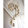 PS2582 SQUARE GLASS SPIRAL LONG PENDANT CHANDELIER