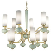 PS2586 12-LIGHTS PORCELAIN AND BRONZE CHANDELIER
