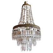 PS3045 Bronze & Cut Crystal Cascading Chandelier