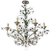 PS3076 Six-Light Crystal and Brass Chandelier
