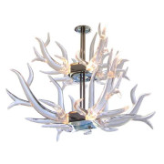 PS3148 Lucite and Stainless Steel Antler Chandelier