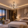 PS3148 Lucite and Stainless Steel Antler Chandelier