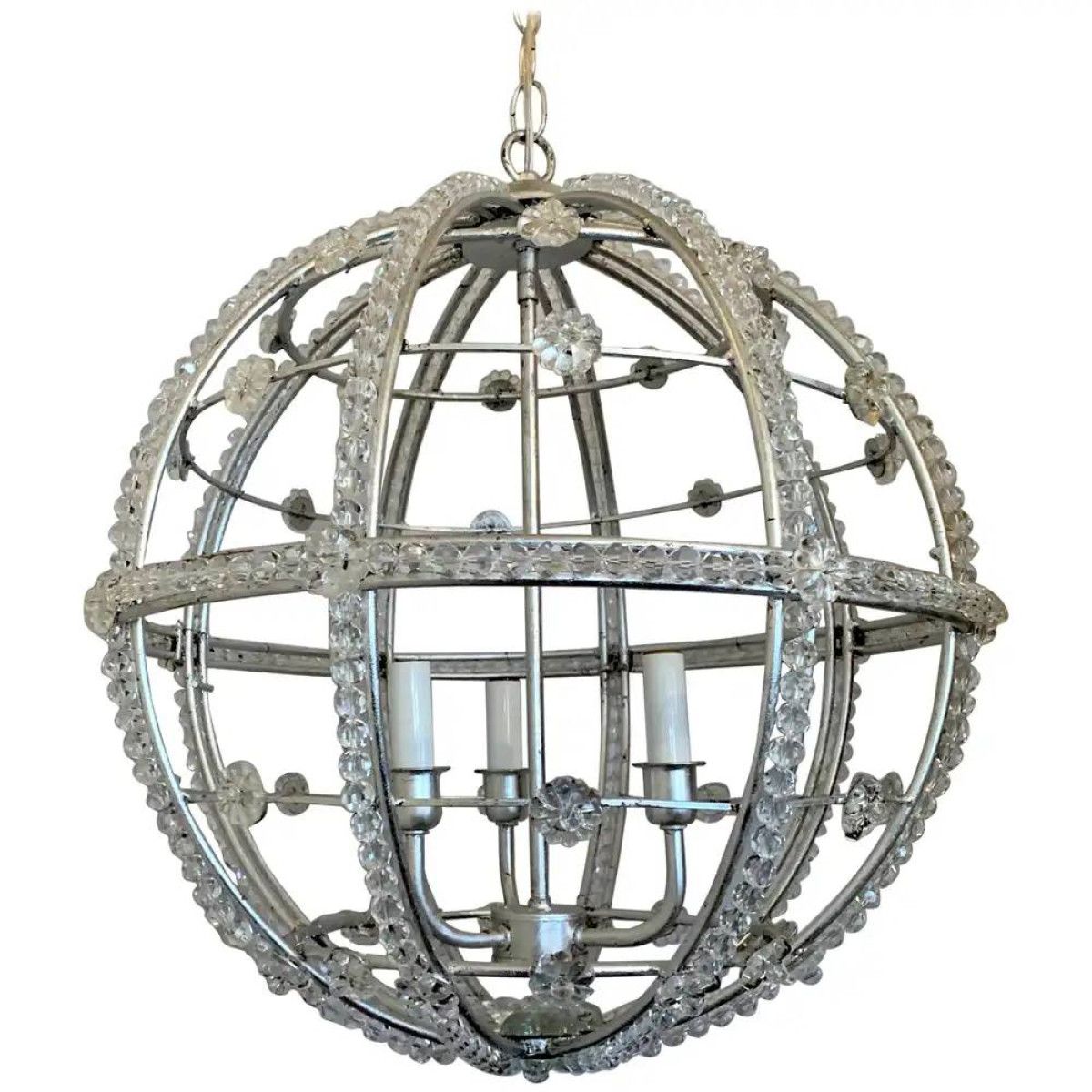 PS3150 Silver Leaf Sputnik Ball Chandelier