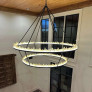 PS9109 ICE TWO-TIER WROUGHT IRON QUARTZ CHANDELIER