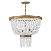 PS1729 SIX LIGHT HAND STRUNG SEA GLASS SINGLE TIER CHANDELIER