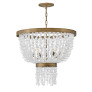 PS1729 SIX LIGHT HAND STRUNG SEA GLASS SINGLE TIER CHANDELIER
