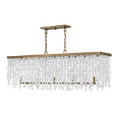 PS1730 FIVE LIGHT HAND STRUNG SEA GLASS SINGLE TIER CHANDELIER