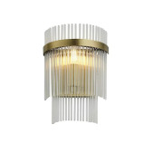 PS2323 ANTIQUE BRASS & GLASS ROD WALL LIGHT