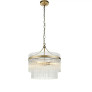 PS2324 ANTIQUE BRASS & GLASS ROD PENDANT CHANDELIER