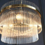 PS2324 ANTIQUE BRASS & GLASS ROD PENDANT CHANDELIER