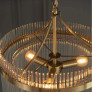 PS2324 ANTIQUE BRASS & GLASS ROD PENDANT CHANDELIER