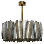 PS2496 MURANO ROUND ART GLASS AND BRASS CHANDELIER