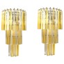 IQ2338 A PAIR OF MURANO GLASS TRIEDRI WALL SCONCES