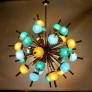 IQ2466 TURQUOISE GOLD MURANO GLASS CHANDELIER