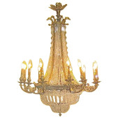 PS3038 Louis XVI Style Bronze & Crystal Chandelier