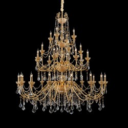 IQ3193 LARGE ANTIQUE BRASS CANDLE CHANDELIER