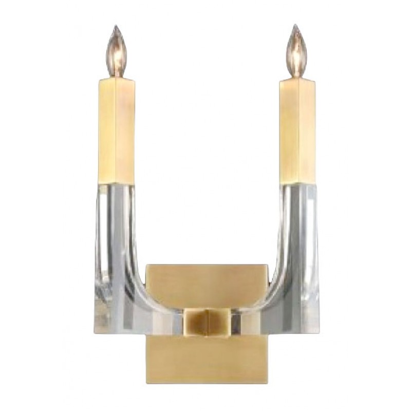 IQ2383 ACRYLIC AND BRASS TWO-LIGHT WALL SCONCE
